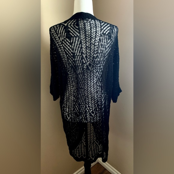 Long Crochet Black Cardigan - Picture 3 of 4